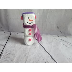 Wooden Handmade Snowman Winter Tiered Tray Home Decor Shelf Sitterneon Pink New